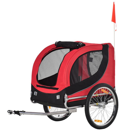 Dog Bike Trailer Pet Cat Carrier for Small Medium Puppy Travel Black and Red