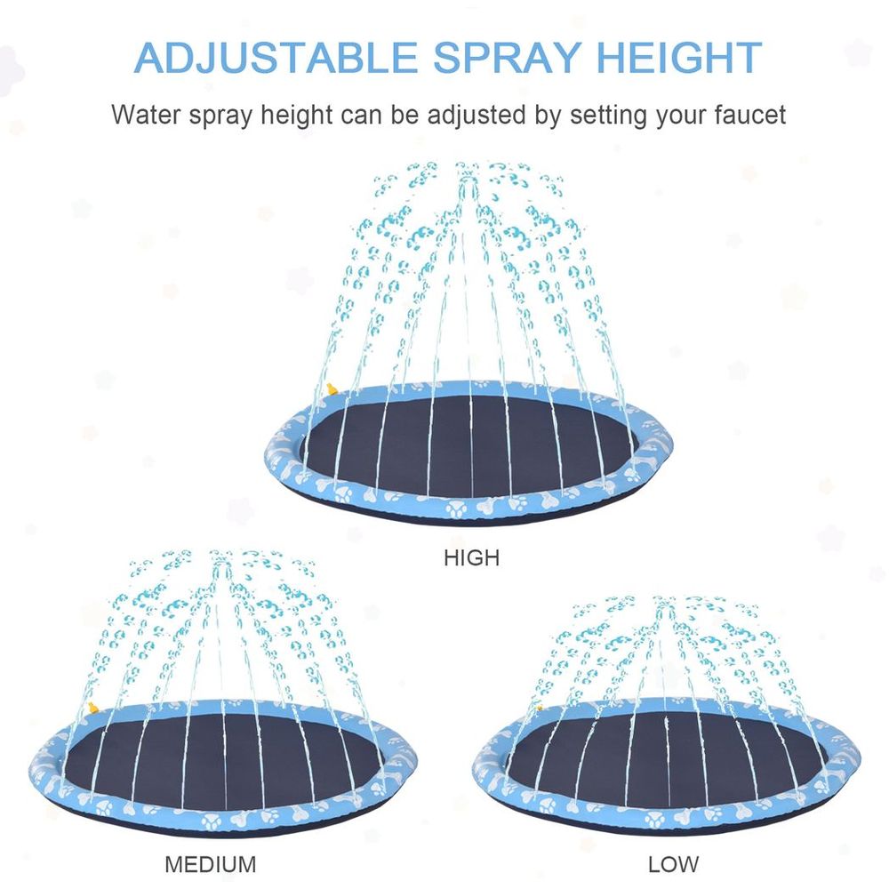 170cm Splash Pad Sprinkler for Pets Dog Bath Pool Non-slip Outdoor Blue