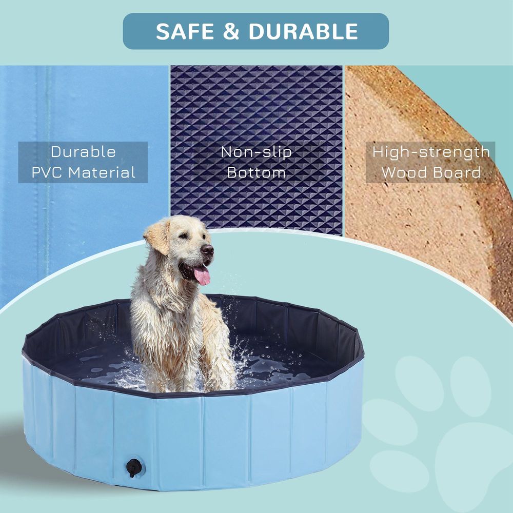 Portable Pet Paddling Pool Swimming Bath Cat Dog Puppy Foldable Blue 120cm