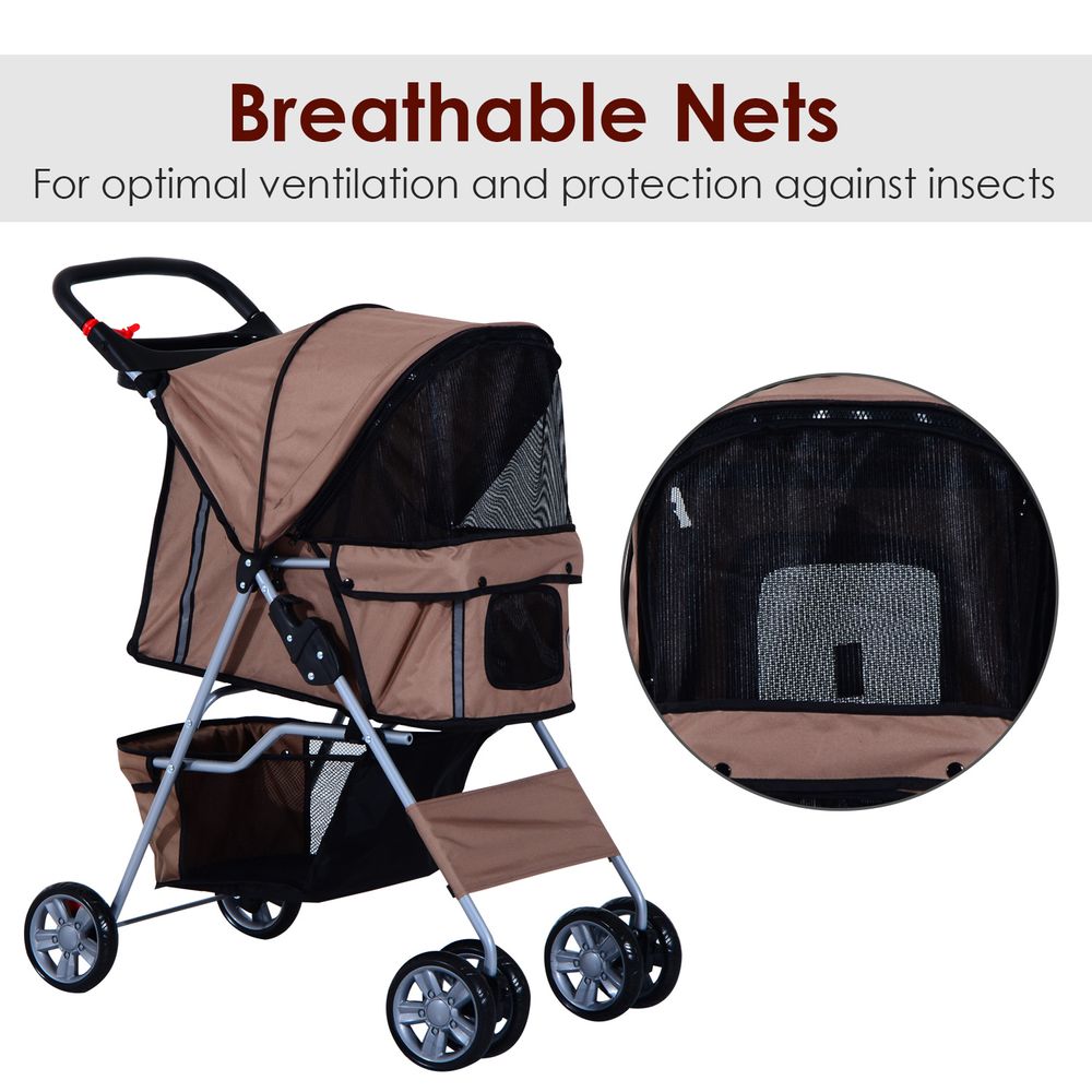 Pet Stroller Carrier Foldable Deluxe Jogger Travel Dog Cat 4 Wheels Pawhut