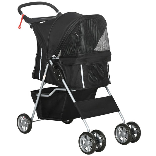 Pet Stroller Carrier Foldable Deluxe Jogger Walk Travel Dog Cat Black