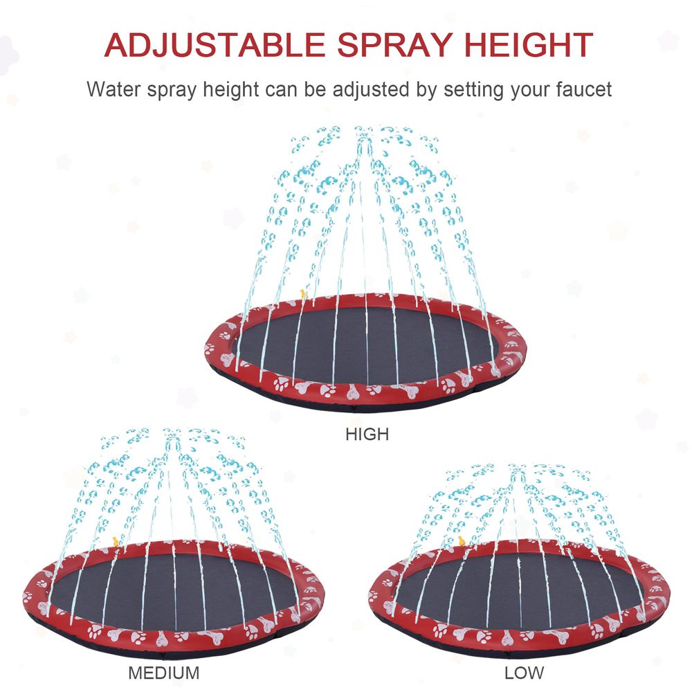 150cm Splash Pad Sprinkler for Pets Dog Bath Pool Non-slip Outdoor Red Pawhut