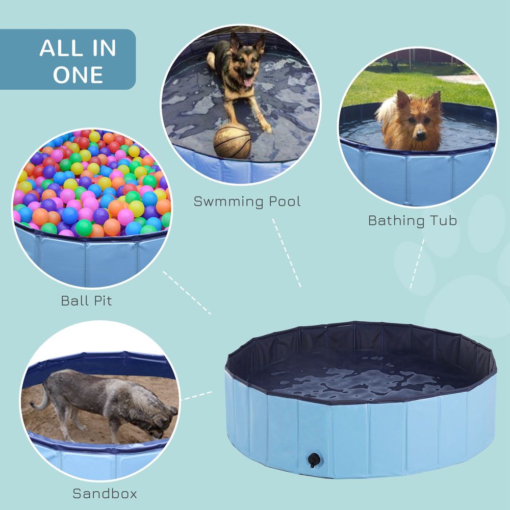 Portable Pet Paddling Pool Swimming Bath Cat Dog Puppy Foldable Blue 120cm