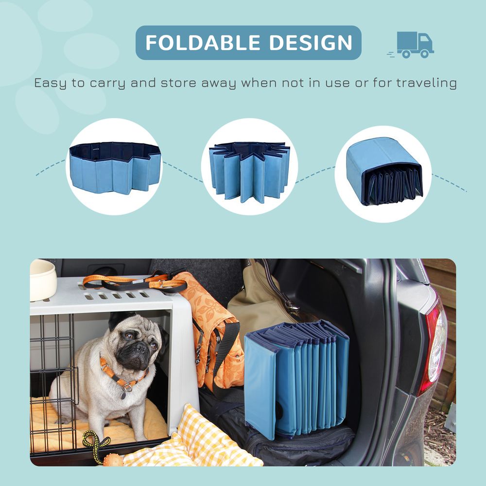 Portable Pet Paddling Pool Swimming Bath Cat Dog Puppy Foldable Blue 120cm